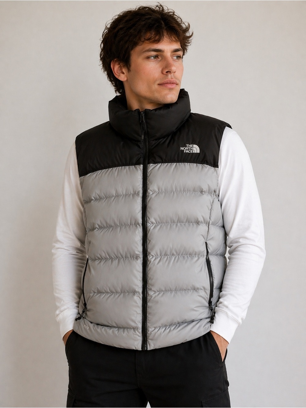 The North Face Men's Black & Light Gray Puffer Vest
